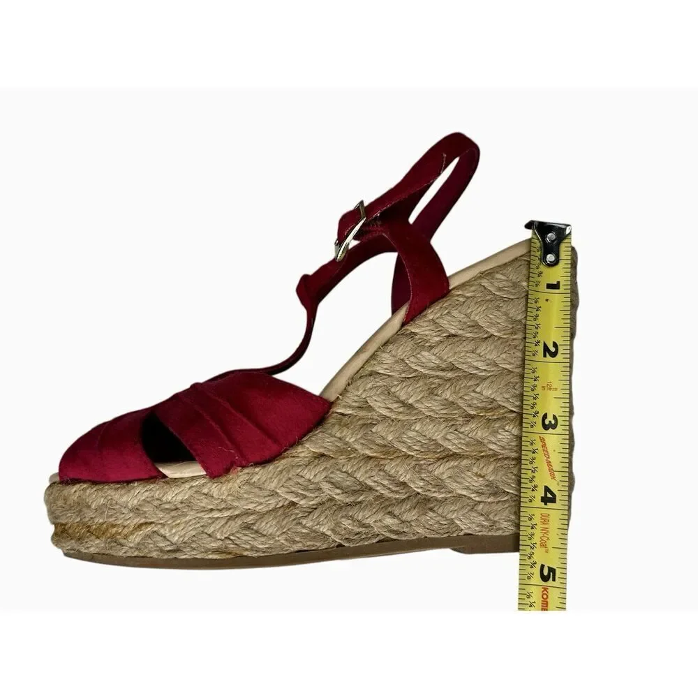 Vintage American Eagle Payless Edition Fuchsia Open Toe Wedge Shoes Womens 6.5